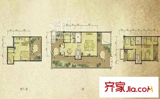 復(fù)地別院戶型圖D21(D2)六合院 4室2廳4衛(wèi)1廚