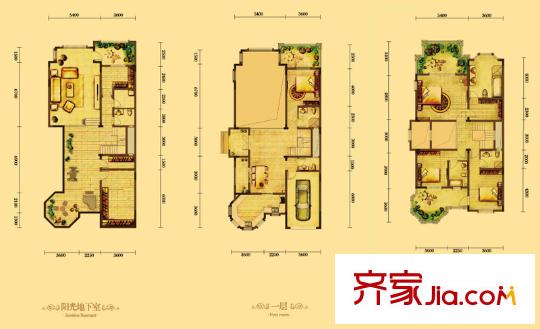 融創(chuàng)奧山博爵堡戶型圖一期19-28棟A1戶型 5室3廳6衛(wèi)1廚