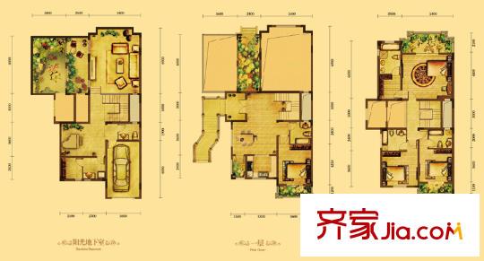 融創(chuàng)奧山博爵堡戶型圖一期65-68棟D1戶型 4室3廳6衛(wèi)1廚