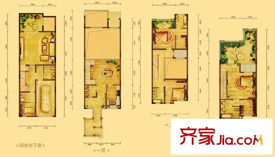融創(chuàng)奧山博爵堡戶型圖68號樓D2戶型 3室2廳5衛(wèi)1廚