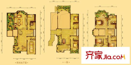 融創(chuàng)奧山博爵堡戶型圖51號樓B3戶型 5室3廳6衛(wèi)1廚