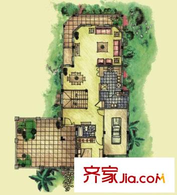 慶隆南山高爾夫戶型圖柏翠莊B戶型一層 1室1廳
