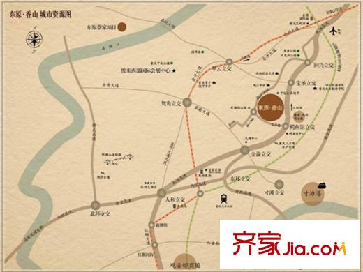 東原香山別墅交通圖區(qū)位圖