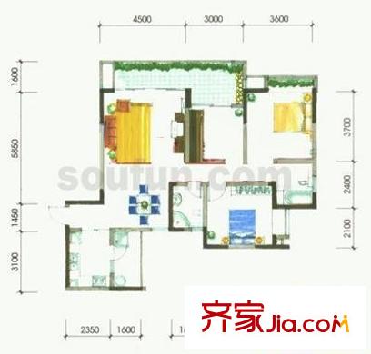 紫晶麗苑 2室 戶型圖