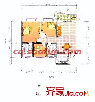 渝北金易華苑戶型圖 戶型圖 3室2廳1衛(wèi)1廚