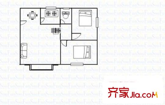 渝北金易華苑 2室 戶型圖