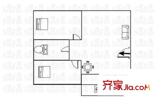 渝北金易華苑 2室 戶型圖