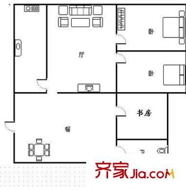 龍脊石油小區(qū) 2室 戶型圖