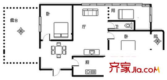 龍脊石油小區(qū) 3室 戶型圖