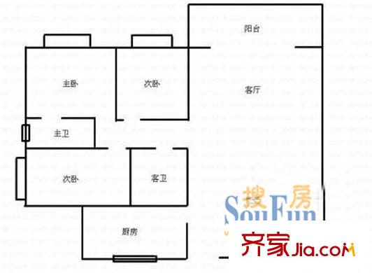 金華苑小區(qū)戶型圖金華苑(渝北)2 3室2廳2衛(wèi)1廚