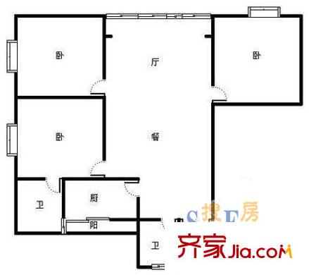 金華苑小區(qū)戶型圖金華苑(渝北)6 3室2廳2衛(wèi)1廚