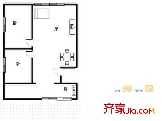 中山三路小區(qū) 2室 戶型圖