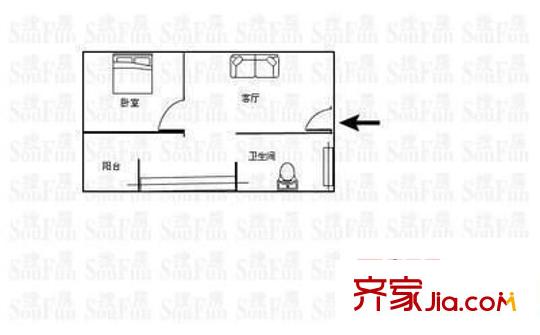 中山三路小區(qū) 2室 戶型圖