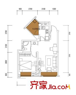 新科國際廣場 1室 戶型圖