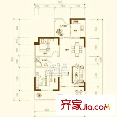 圣湖天域二期戶型圖8、10、11號樓(3、4號房) 2室2廳1衛(wèi)1廚