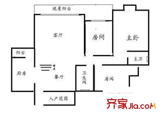 圣湖天域二期 3室 戶型圖