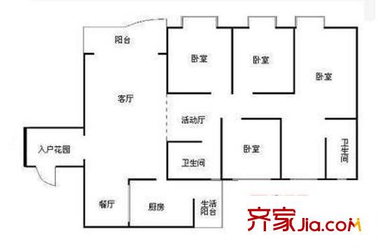 圣湖天域二期 4室 戶型圖