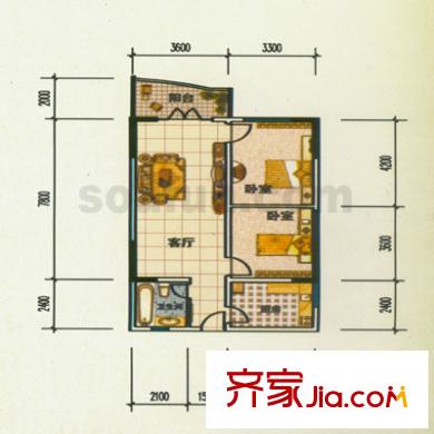 天水伴山居戶型圖3室2廳2衛(wèi)1廚