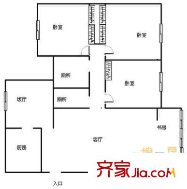 黃金堡公寓住宅小區(qū) 3室 戶型圖