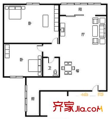 黃金堡公寓住宅小區(qū) 2室 戶型圖