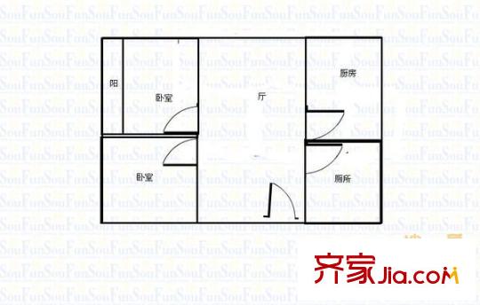 中干道 2室 戶(hù)型圖