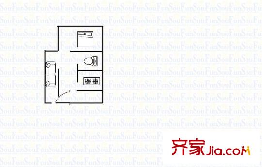文星大廈 1室 戶型圖
