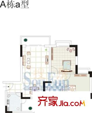 龍脊萬興家園戶型圖A棟a型 2室2廳1衛(wèi)1廚