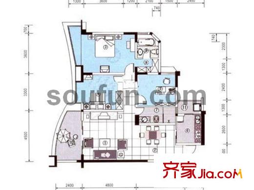 春江名都戶型圖B棟 3室2廳2衛(wèi)1廚