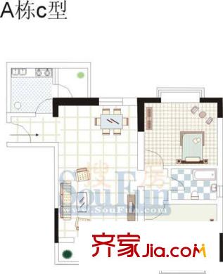 龍脊萬興家園戶型圖A棟c型 2室1廳1衛(wèi)1廚