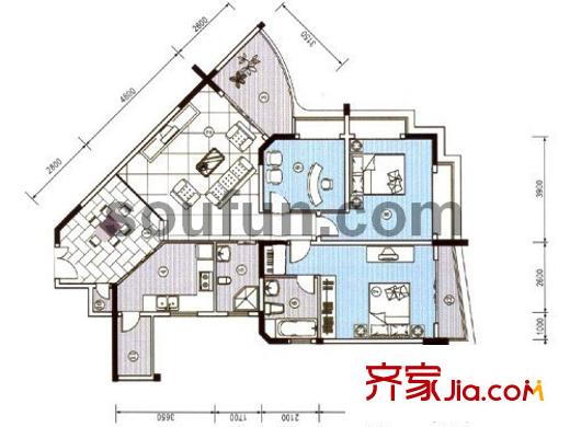 春江名都戶型圖A棟錯層 3室2廳2衛(wèi)