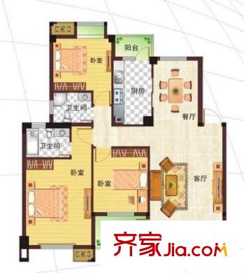 城市港灣C區(qū) 3室 戶型圖