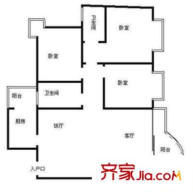 城市港灣C區(qū) 3室 戶型圖