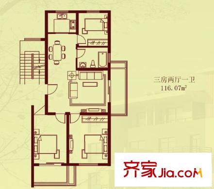 明佳苑 3室 戶型圖