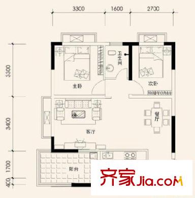 康田龍騰灣 2室 戶型圖