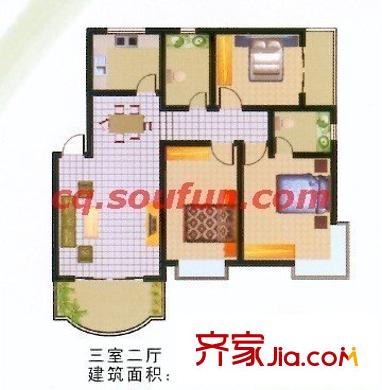 海德山莊 3室 戶型圖