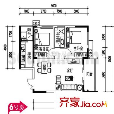 國雅彩云間 戶型圖6號房
