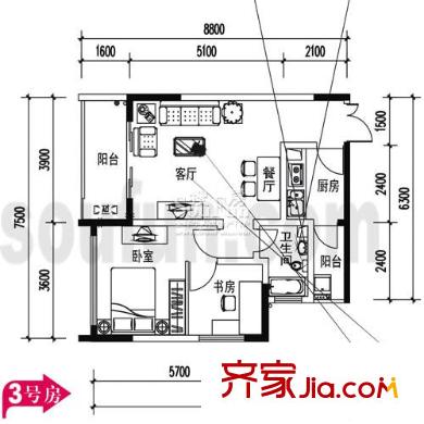 國雅彩云間 戶型圖 3號房