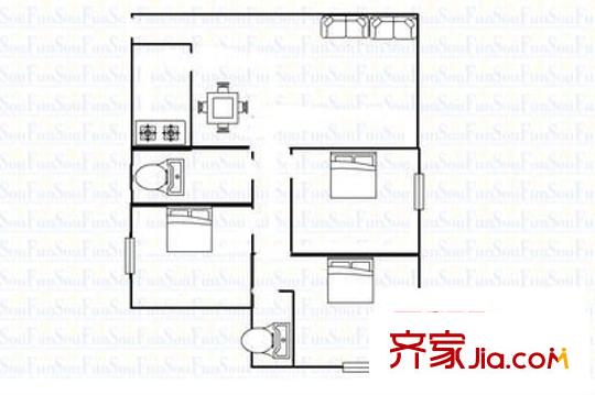 園丁夢(mèng)苑 3室 戶型圖