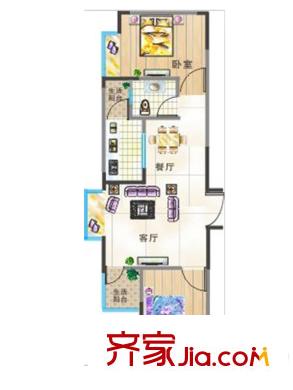 尚美時(shí)代二期B區(qū)1號(hào)樓標(biāo)準(zhǔn)層3號(hào)房 2室2廳1衛(wèi)1廚