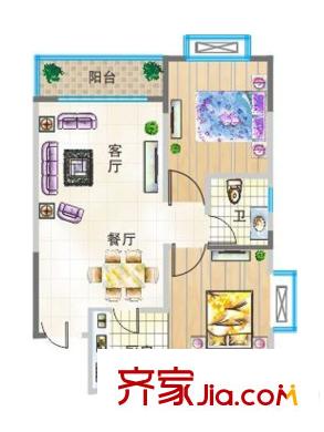 尚美時(shí)代二期B區(qū)1號(hào)樓標(biāo)準(zhǔn)層10號(hào)房 2室2廳1衛(wèi)1廚