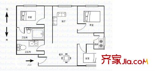 沙楊路小區(qū) 3室 戶型圖