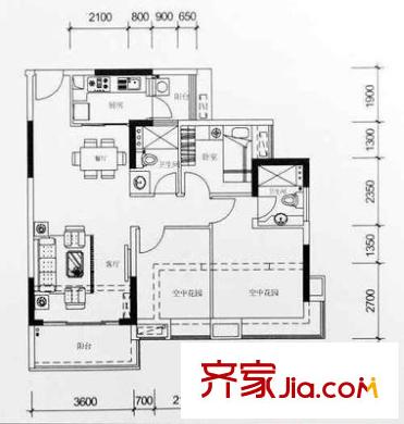 龍珠花園 3室 戶型圖