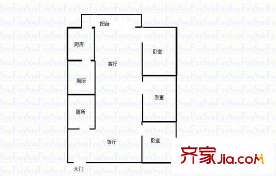 龍珠花園 3室 戶型圖