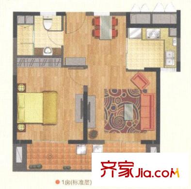 龍珠花園 1室 戶型圖