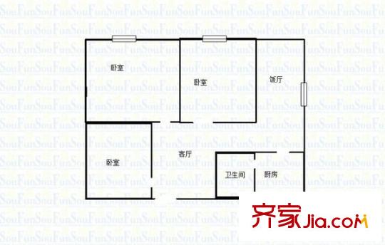 龍泉新苑 3室 戶型圖