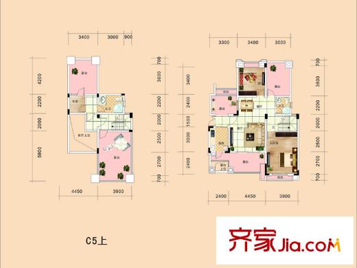 海宇學(xué)府江山二組團(tuán)1-12幢及三組團(tuán)1/2幢標(biāo)準(zhǔn)層C5戶型 2室2廳2衛(wèi)1廚
