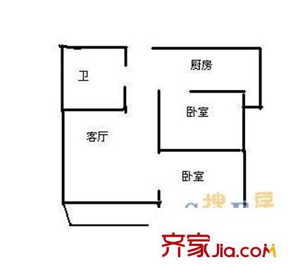 洋河一村 2室 戶型圖