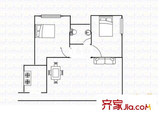 洋河一村 2室 戶型圖