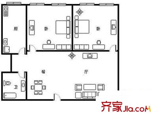 下回水溝小區(qū) 2室 戶型圖