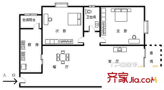 圣泉花園戶型圖3110909758 2室2廳1衛(wèi)1廚